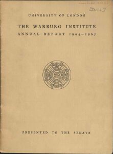 Warburg Institute annual report: 1964/65, The 