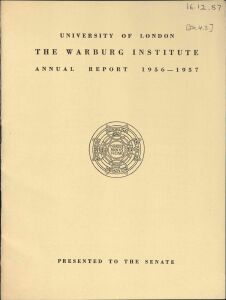 Warburg Institute annual report: 1956/57, The 