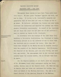 Warburg Institute annual report: 1939/40, The 