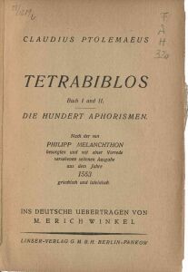 Tetrabiblos, Buch I-[IV] 