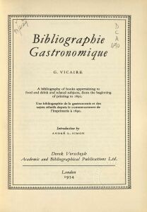 Bibliographie gastronomique 