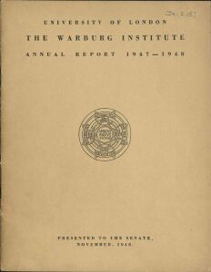 Warburg Institute annual report: 1947/48, The 