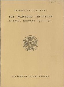 Warburg Institute annual report: 1970/71, The 