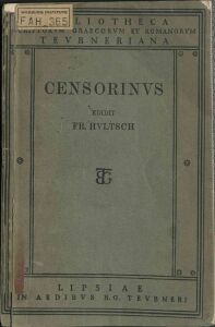 Censorini De die natali liber 