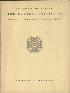 Warburg Institute annual report: 1951/52, The 