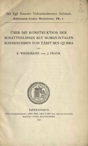 Über die Konstruktion der Schattenlinen auf horizontalen Sonnenuhren von Tâbit Ben Qurra 