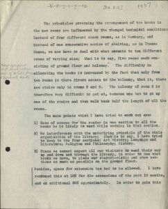 Principles governing the arrangement of books in the Warburg Library, 1937
