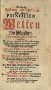 Kurtze Eröfnung und Anweisung der dreyen Principien und Welten im Menschen , Eine 