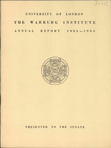 Warburg Institute annual report: 1953/54, The 