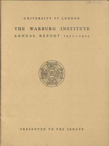 Warburg Institute annual report: 1971/72, The 