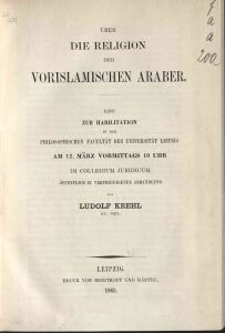 Über die Religion der vorislamischen Araber 